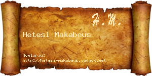 Hetesi Makabeus névjegykártya